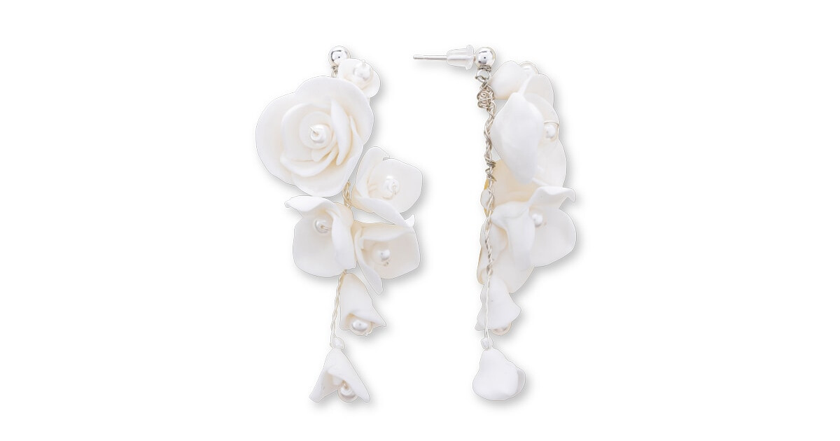 Pettinatura da sposa con fiori di porcellana e perle Anemone Avorio Pettinatura da sposa con fiori di porcellana e perle Anemone Avorio