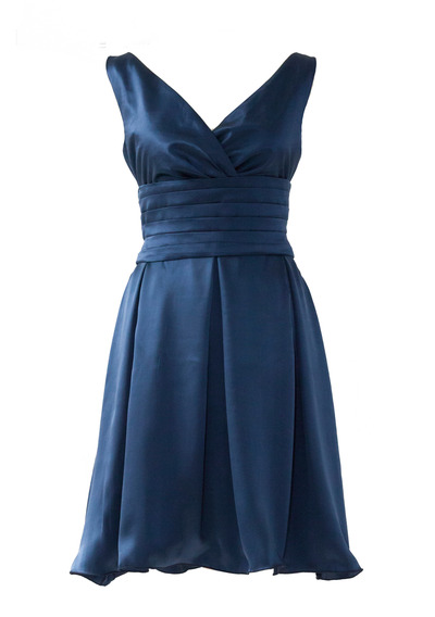 Abito corto in seta blu